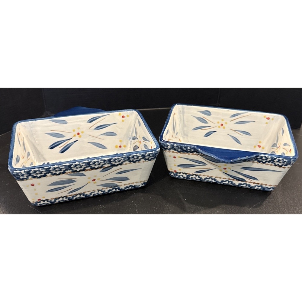 Temptations by Tara Old World Floral Blue Single Serve Ramekins 20 Oz Set of 2